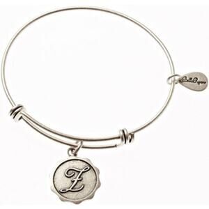 Bella Ryann Z Adjustable Expandable silver tone Wire Bangle Bracelet Initial